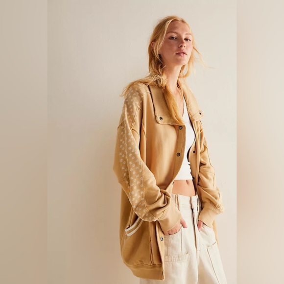 Free People Heritage Track Jacket Size Large NWT - Picture 1 of 13